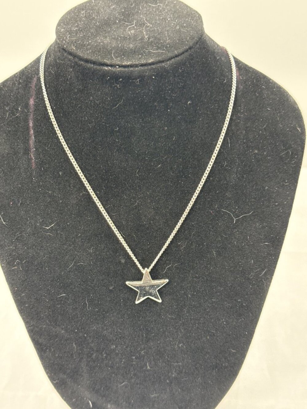 Vintage Monet Silver Star Pendant Necklace Black Enamel Celestial Grunge Goth